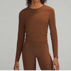 Lululemon All It Takes Ribbed Nulu Long Sleeve Shirt Roasted Brown Size 4